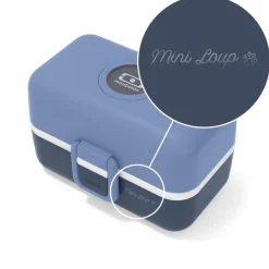 Set Lunch Box Parent/Enfant Bleu "Papa Loup/Mini Loup"